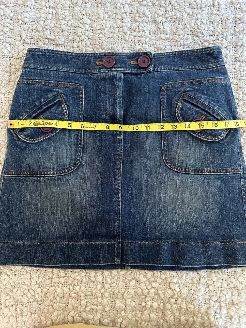 LOFT Mod Denim Mini Skirt with Button Pocket Details